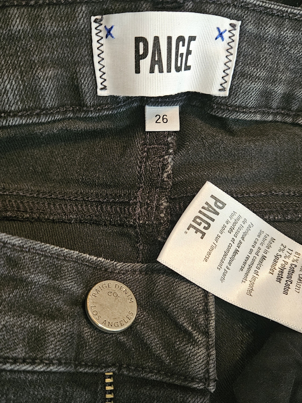 PAIGE Women's Charcoal Gray Slim Jeans - Size 26